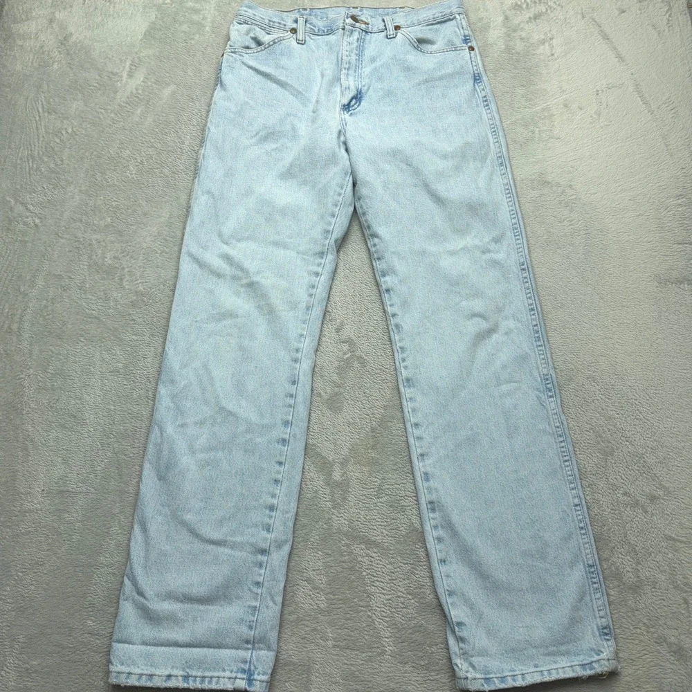 Wrangler Jeans Mens 33x34 Light Blue Cowboy Cut 13MWZGH Straight Leg Denim